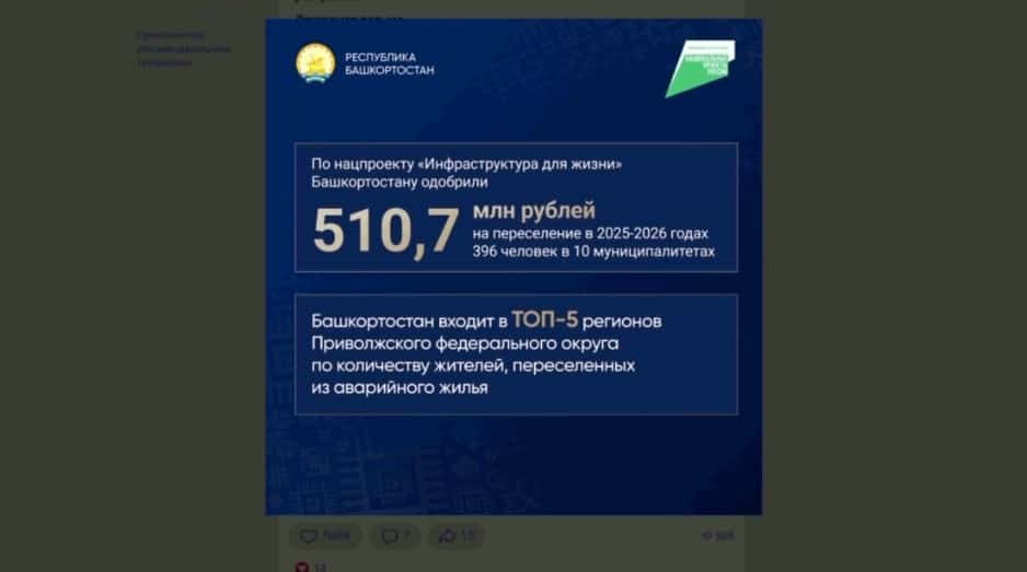 Башҡортостан авария хәлендәге йорттарҙан күсереү программаһы буйынса өҫтәмә федераль ярҙам ала